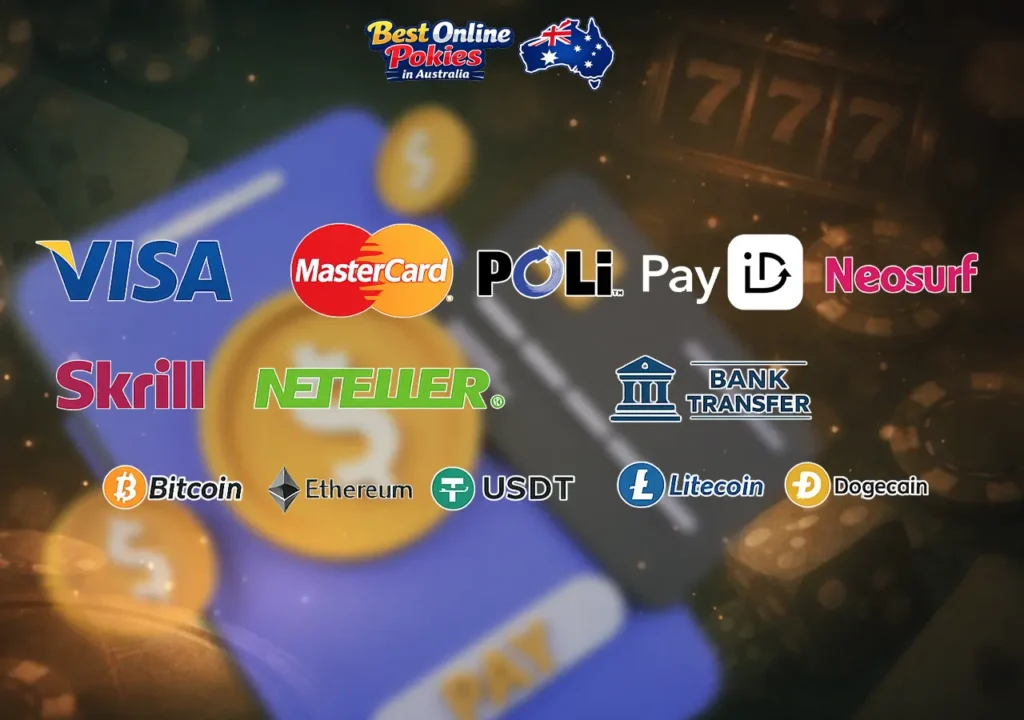 Methods for depositing and withdrawing funds at pokies casinos